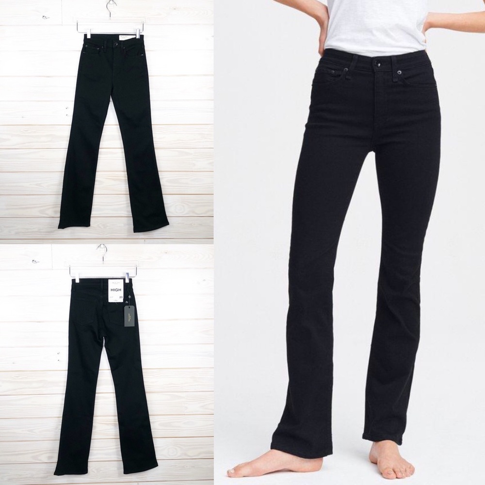 Rag & Bone Nina High-Rise Bootcut Jeans New Black